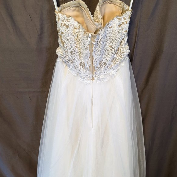 Strapless Wedding Dress with Tulle Slit Skirt - Picture 14 of 16